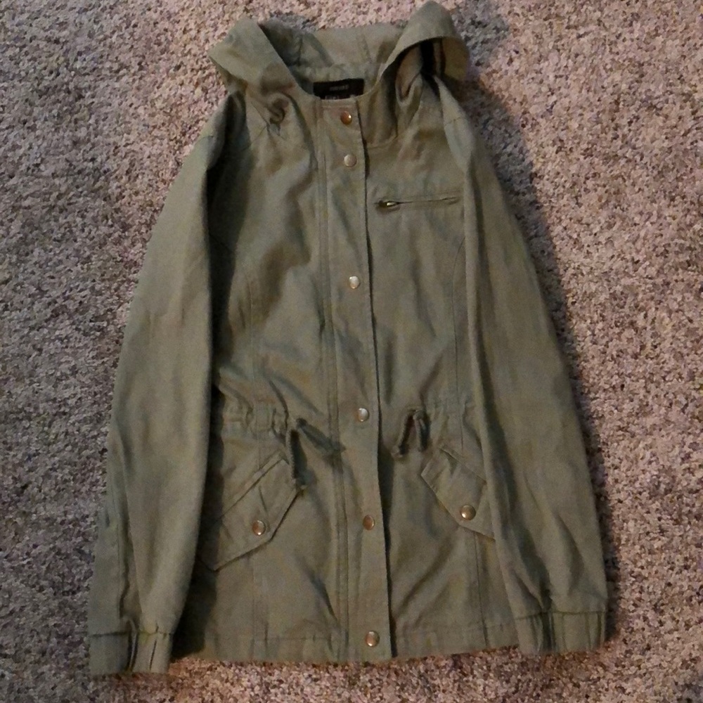 Forever 21 hooded zip up/button jacket